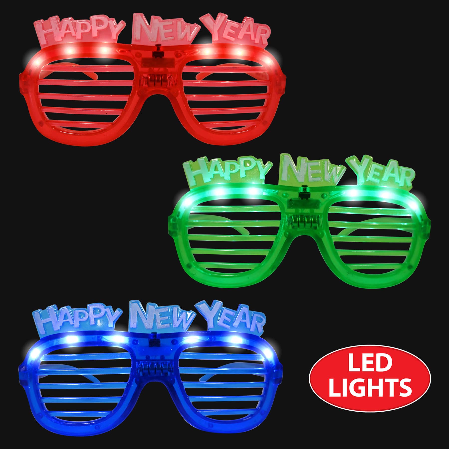 Happy New Year LED Shutter Glasses