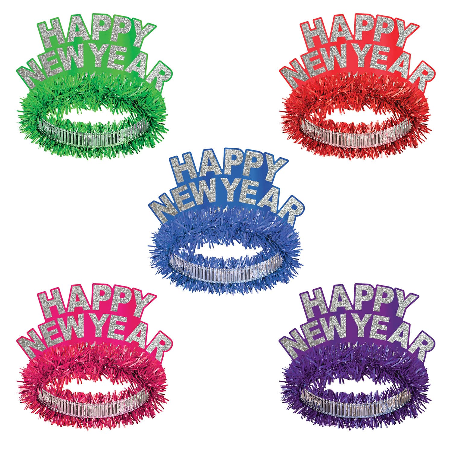 12 Pack) NYE Happy New Years Tiaras - Assorted Colors for New Years Party :  : Fashion