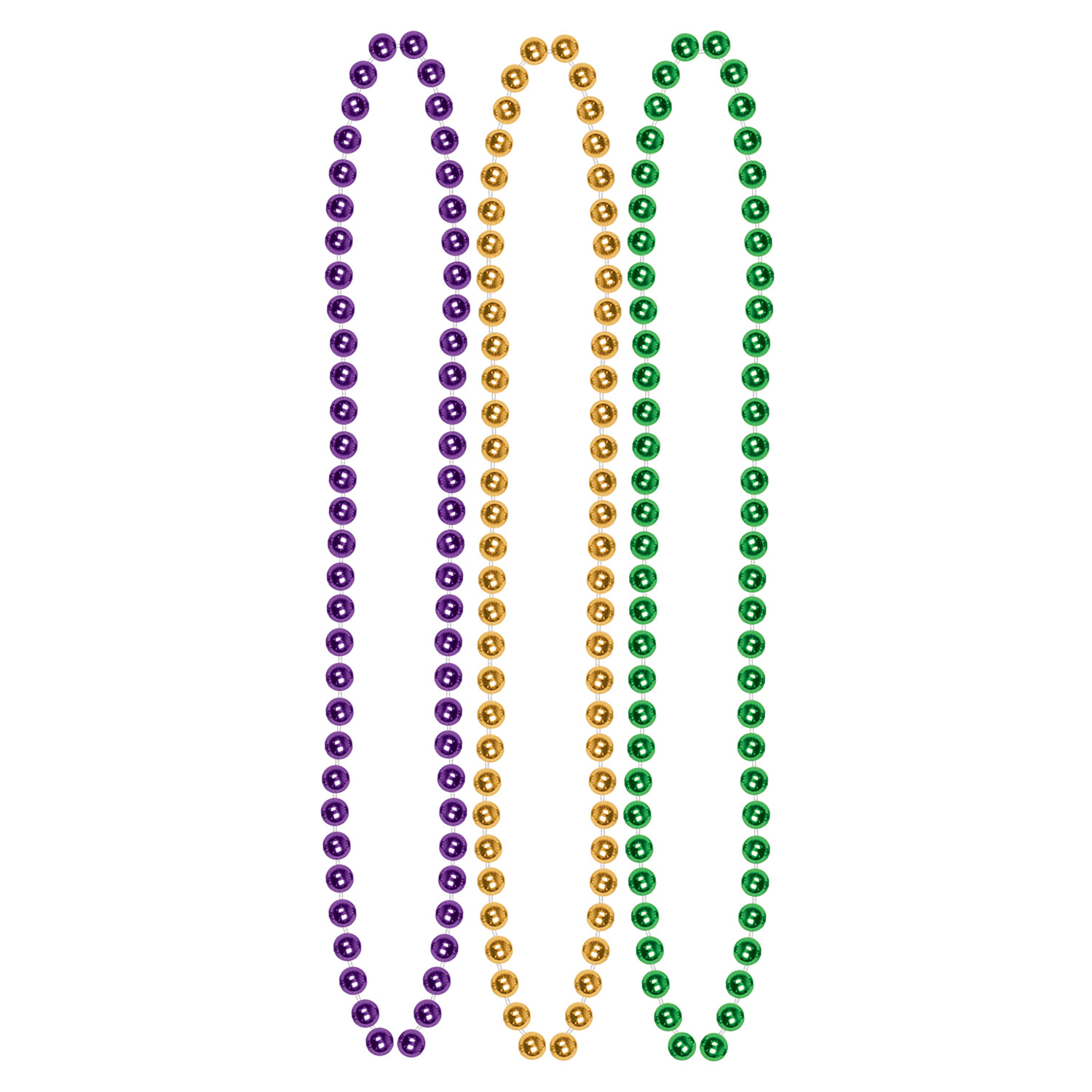 Mardi Gras Beads in Traditional Purple, Green, and Gold Colors