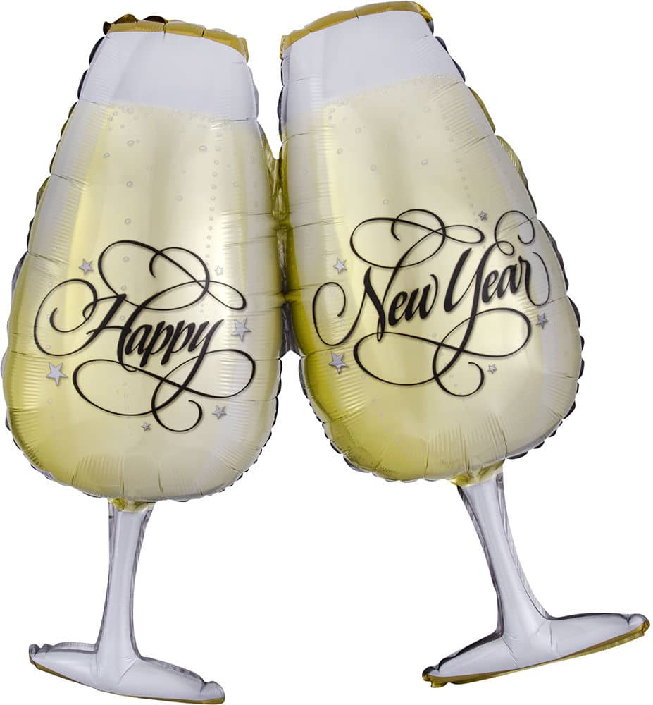 Toasting Champage Glasses Mylar Balloon