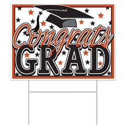 Orange Congrats Grad Yard Sign