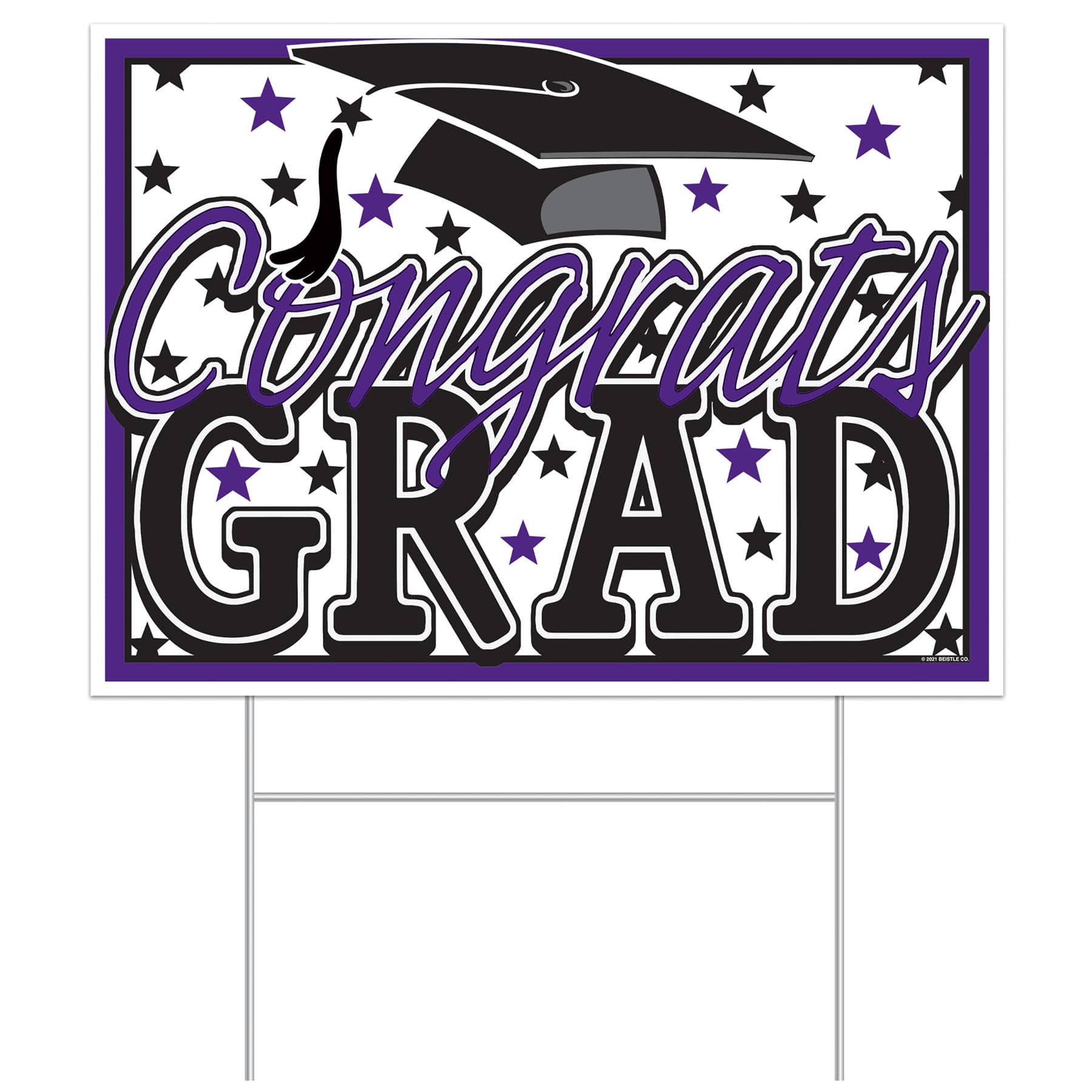 Purple Congrats Grad Yard Sign