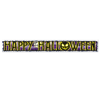 Metallic Happy Halloween Fringe Banner (Pack of 12) Metallic Happy Halloween Fringe Banner, Halloween, banner, decoration, wholesale, inexpensive, bulk