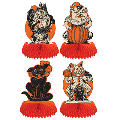 Vintage Halloween Centerpieces (Pack of 48) Vintage Halloween Centerpieces, halloween, centerpiece, decoration, witch, black cat, goblin, clown, wholesale, inexpensive, bulk