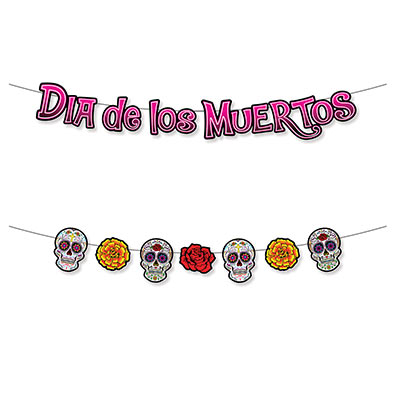 Dia De Los Muertos Streamer Set (Pack of 12) Dia De Los Muertos Streamer Set, dia de los muertos, day of the dead, halloween, decoration, streamer, wholesale, inexpensive, bulk