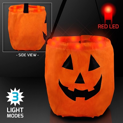 LED Pumpkin Trick-Or-Treat Halloween Bag w/ Three Light Modes and Red LED. This LED Pumpkin Trick-Or-Treat Bag is perfect for keeping track of the kiddos while they're having fun.