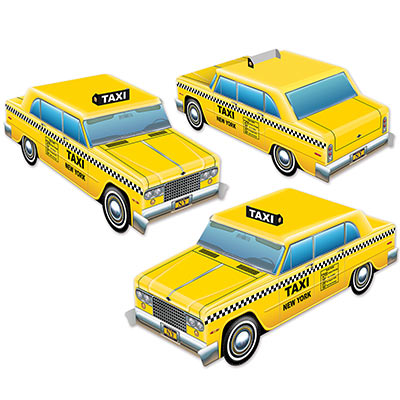 3-D Taxi Cab Centerpieces (Pack of 36) 3-D Taxi Cab Centerpieces, taxi cab, centerpiece, decoration, around the world, new years eve, prom, wholesale, inexpensive, bulk
