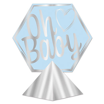 3-D Foil Oh Baby Centerpiece (Pack of 12) 3-D Foil Oh Baby Centerpiece, oh baby, baby shower, centerpiece, boy, wholesale, inexpensive, bulk