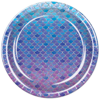 Mermaid Scales Plates (Pack of 96) Mermaid Scales Plates, mermaid, plates, luau, decoration, wholesale, inexpensive, bulk