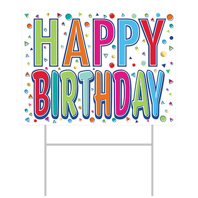 Plastic Happy Birthday Yard Sign (Pack of 6) Plastic Happy Birthday Yard Sign, happy birthday, yard sign, decoration, birthday, wholesale, inexpensive, bulk