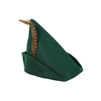 Robin Hood Dark Green Felt Hat with a feather 