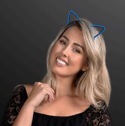 Headband with light up blue cat ears. 