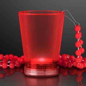 Light Up Red Shot Glass Bead Necklaces. This Light Up Shot Glass Necklace will add fun colors to drinking.