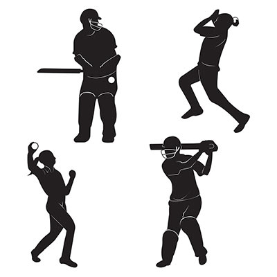 Cricket Player Silhouettes
