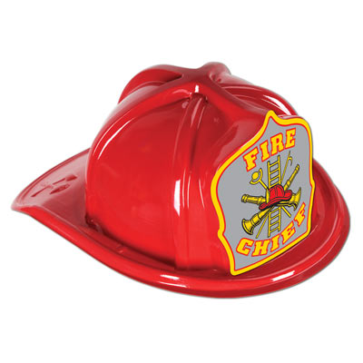 Red Plastic Fire Chief Hat